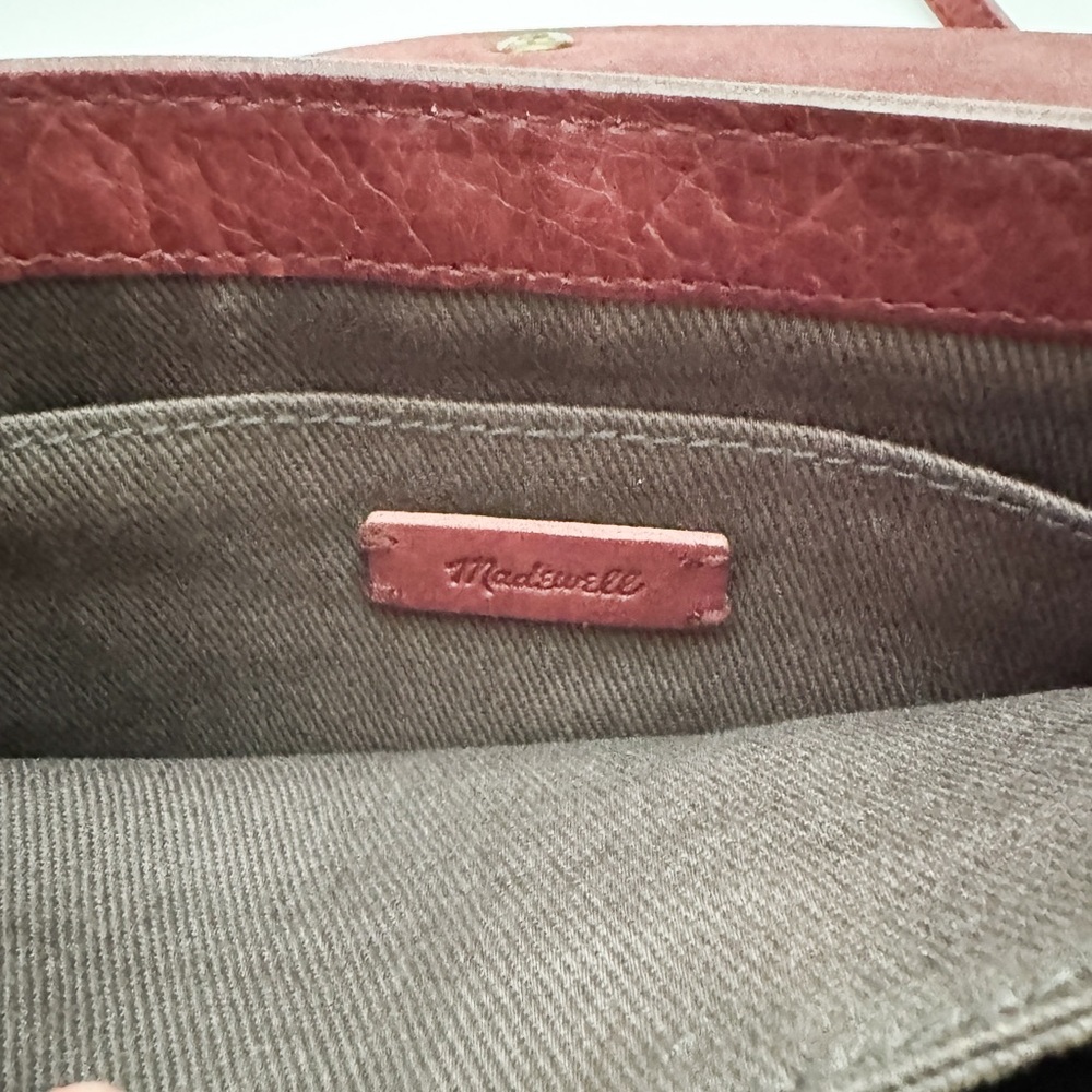 Madewell The Slim Red Brown Leather Convertible Crossbody Shoulder Bag Trifold - Picture 8 of 8